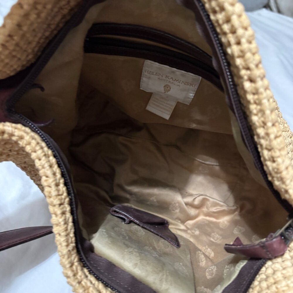 Helen Kaminski Crochet Raffia & Leather Crochet Boho Hobo Shoulder Crossbody Bag - Picture 13 of 16